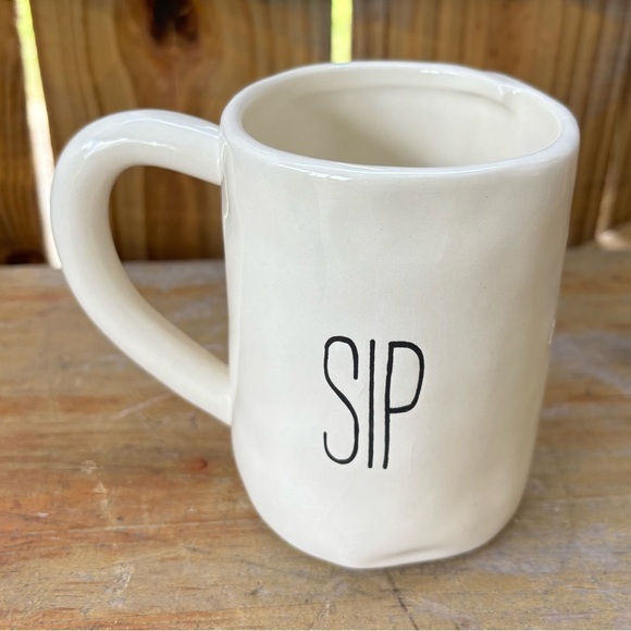Mud Pie White & Black SIP Ceramic Coffee Mug Size 16oz - Picture 1 of 6